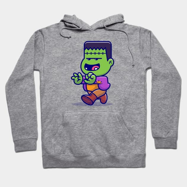 Cute Frankenstein Walking Cartoon Hoodie by Catalyst Labs